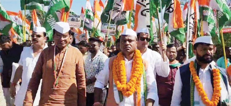 नगरनार के खुटपदर से कांग्रेस की छत्तीसगढ़ न्याय यात्रा शुरु
