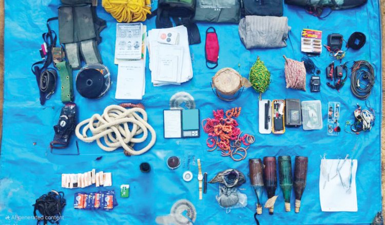 तुगरेल के जंगल से नक्सलियों के आईईडी बनाने का सामान व उपकरण बरामद